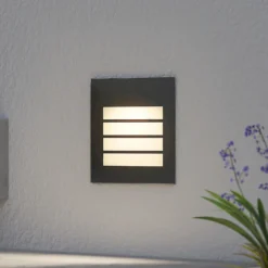 Arcchio Aplique LED empotrable Zamo, lamas, negro, IP65