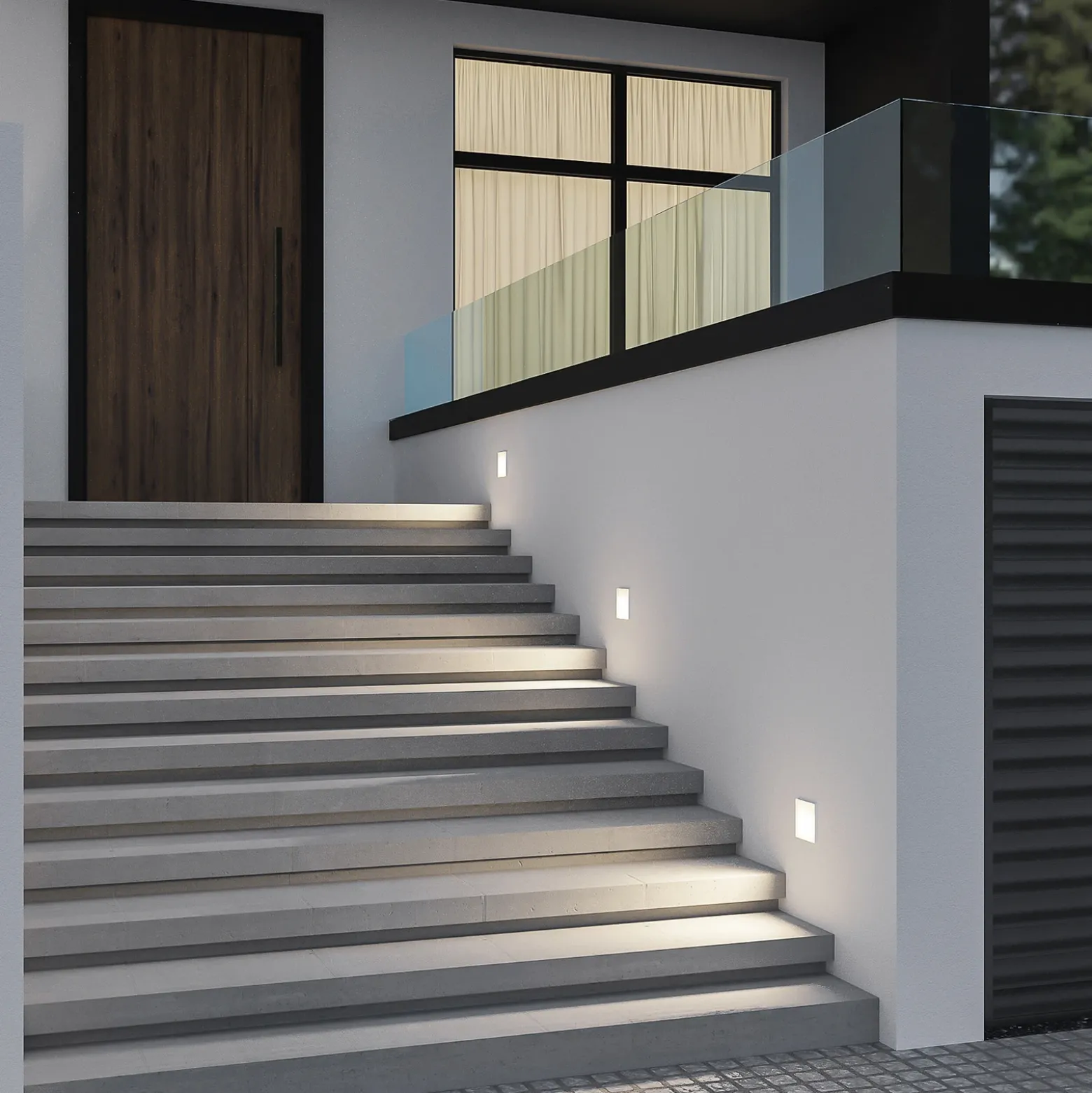 Arcchio Aplique LED empotrable Zamo, blanco, 11 cm, metal, IP65