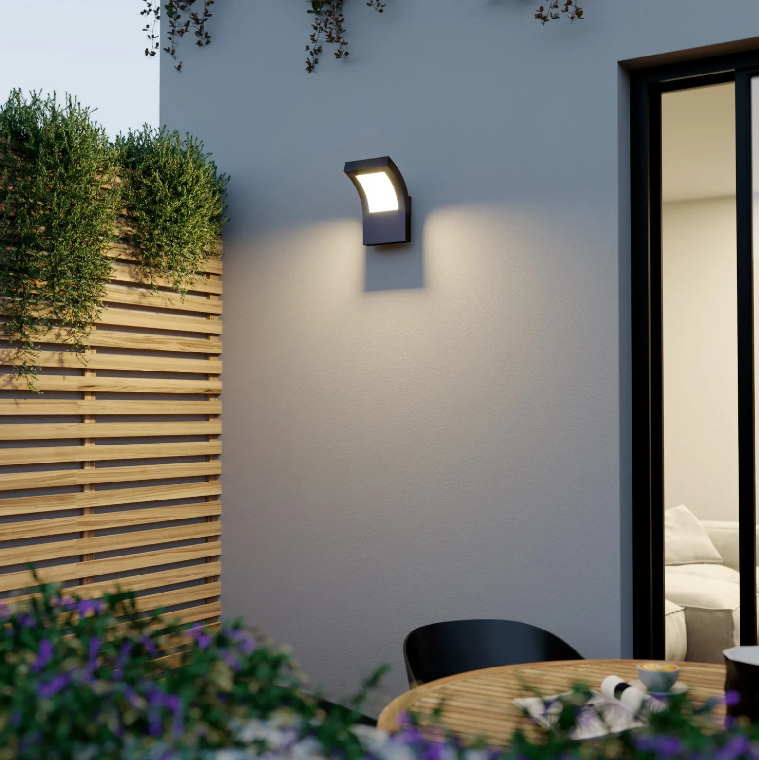 Arcchio aplique LED para exterior Advik, IP65, antracita, metal
