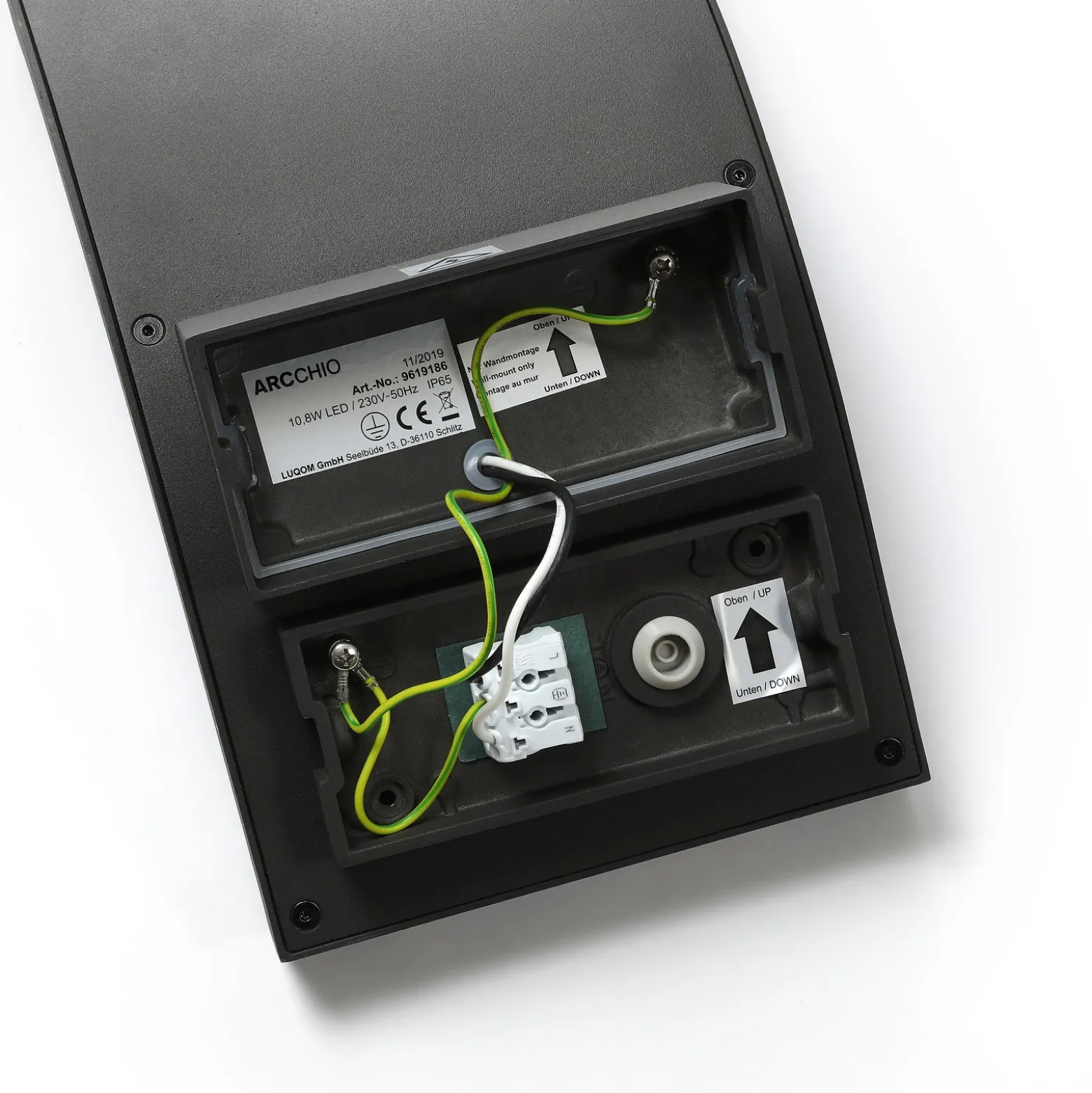 Arcchio aplique LED para exterior Advik, IP65, antracita, metal