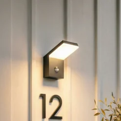 Arcchio Aplique LED para exterior Yolena, sensor, antracita, aluminio