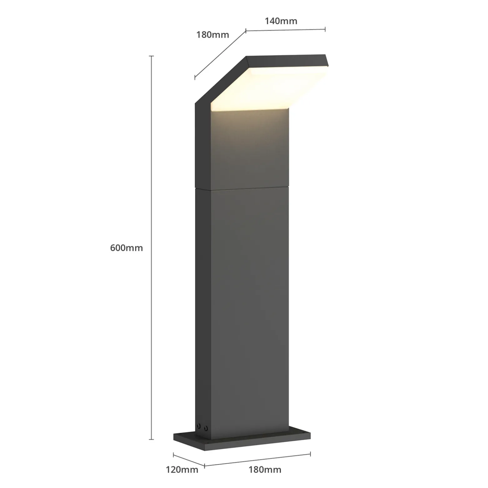Arcchio, bolardo luminoso LED Yolena, 60 cm, antracita, aluminio