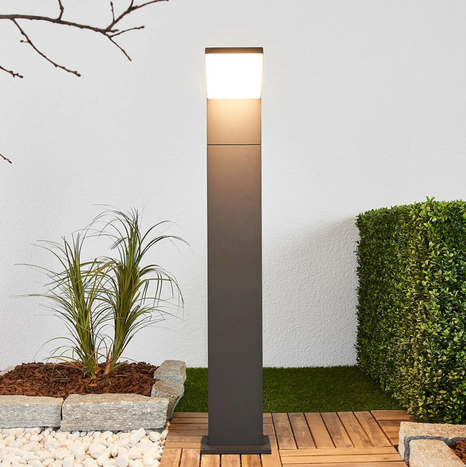Arcchio, bolardo luminoso LED Yolena, 100 cm, antracita, aluminio