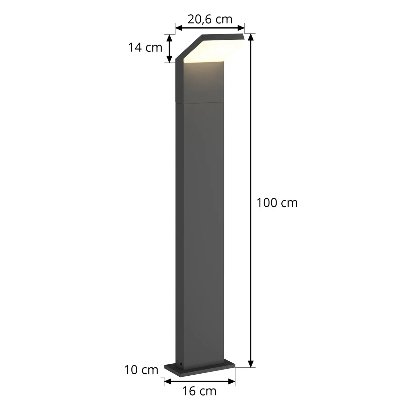Arcchio, bolardo luminoso LED Yolena, 100 cm, antracita, aluminio