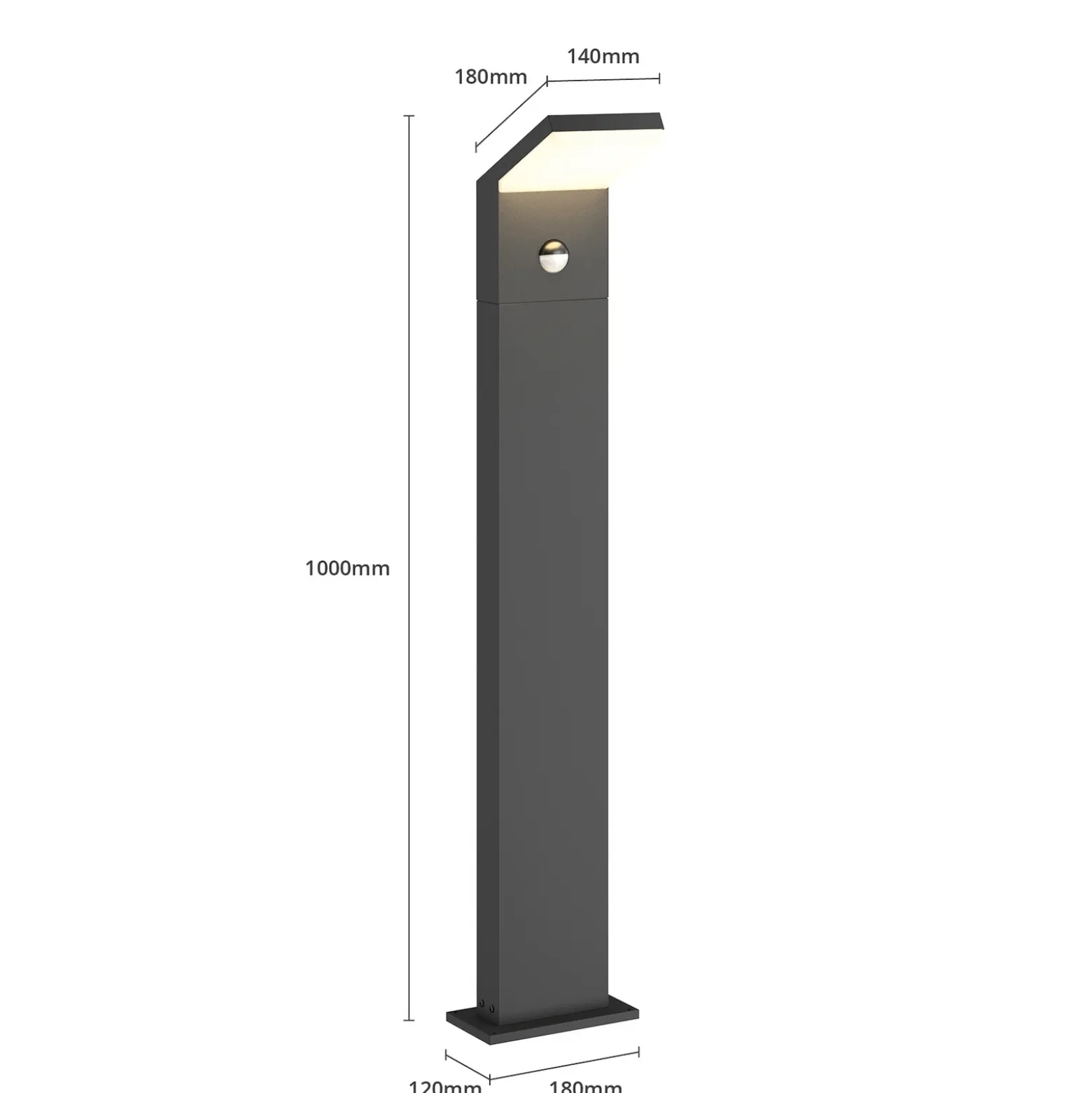 Arcchio, bolardo luminoso LED Yolena, sensor, 100 cm, antracita