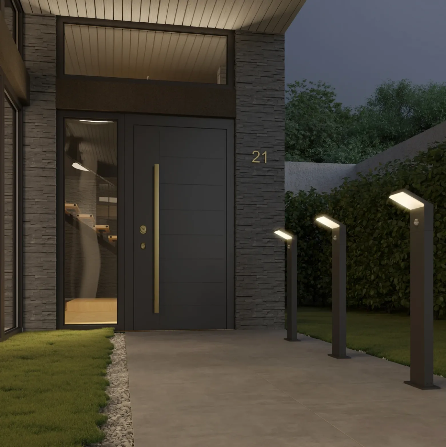 Arcchio, bolardo luminoso LED Yolena, sensor, 100 cm, antracita