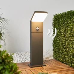 Arcchio, bolardo luminoso LED Yolena, sensor, 60 cm, antracita