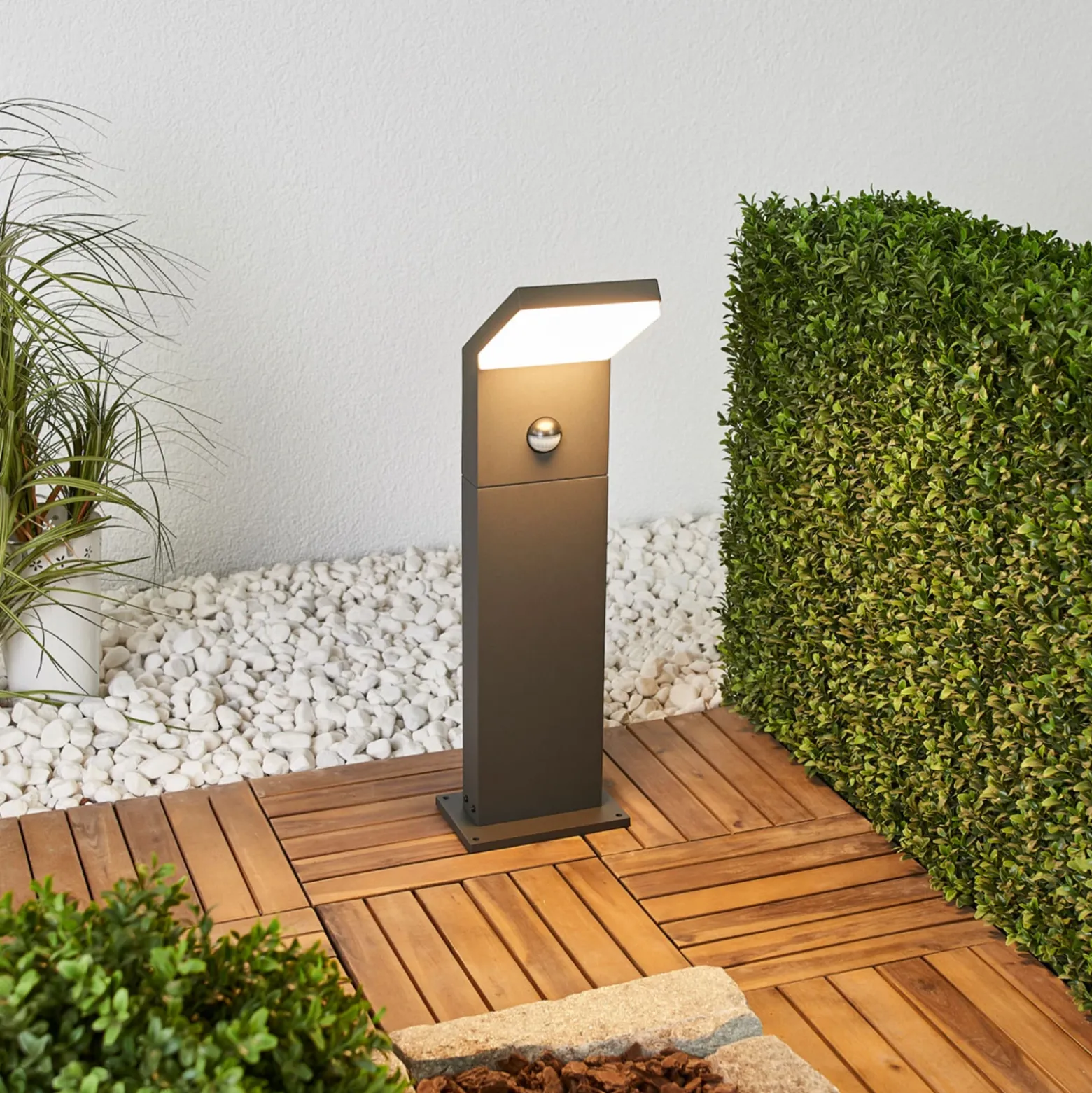 Arcchio, bolardo luminoso LED Yolena, sensor, 60 cm, antracita