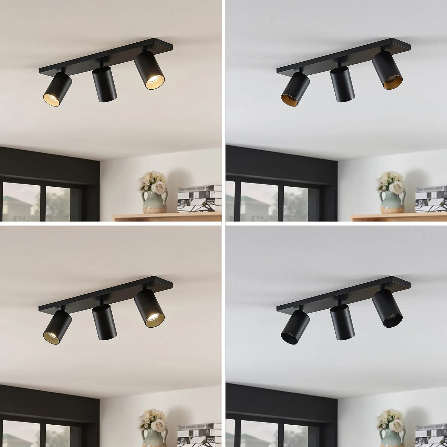 Arcchio Foco Brinja, negro, angular, Ø 6 cm, 3 luces, GU10