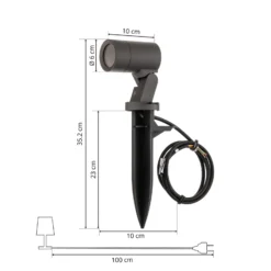 Arcchio Hemmani foco con pica, altura 35 cm, antracita, aluminio