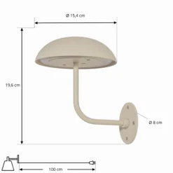 Arcchio LED lámpara de mesa recargable Thenra, beige, soporte de pared