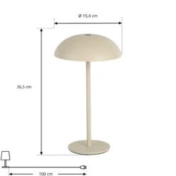 Arcchio LED lámpara de mesa recargable Thenra, beige, soporte de pared