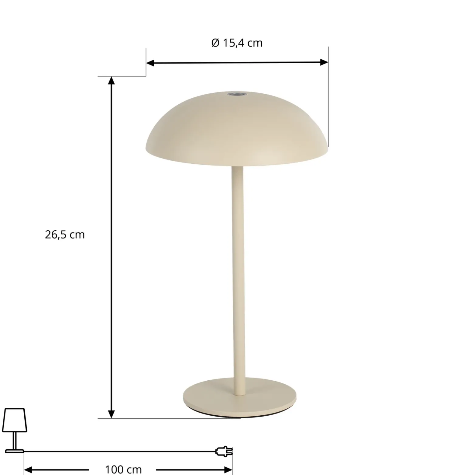 Arcchio LED lámpara de mesa recargable Thenra, beige, soporte de pared