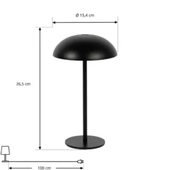 Arcchio LED lámpara de mesa recargable Thenra, negro, soporte de pared
