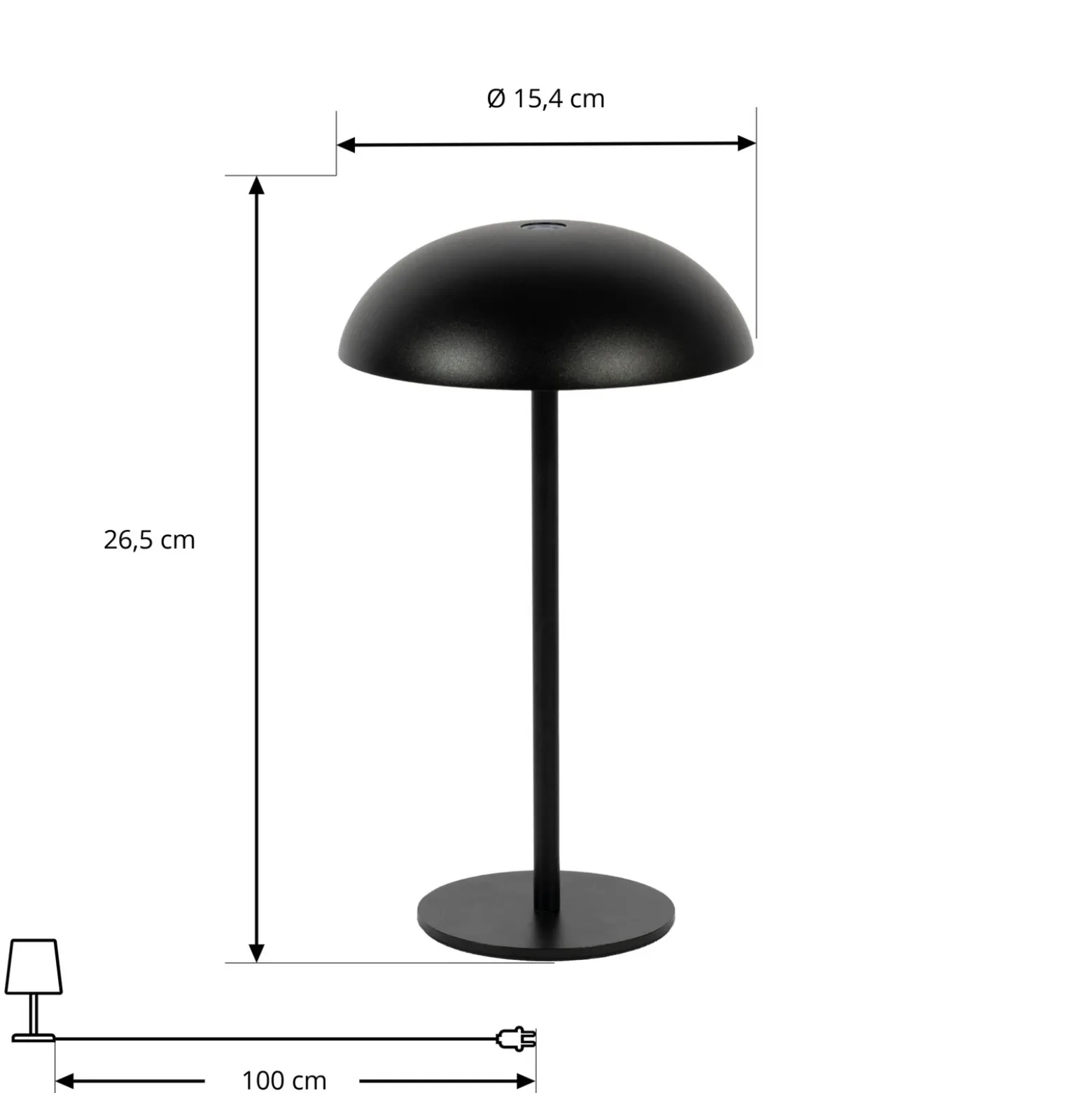 Arcchio LED lámpara de mesa recargable Thenra, negro, soporte de pared
