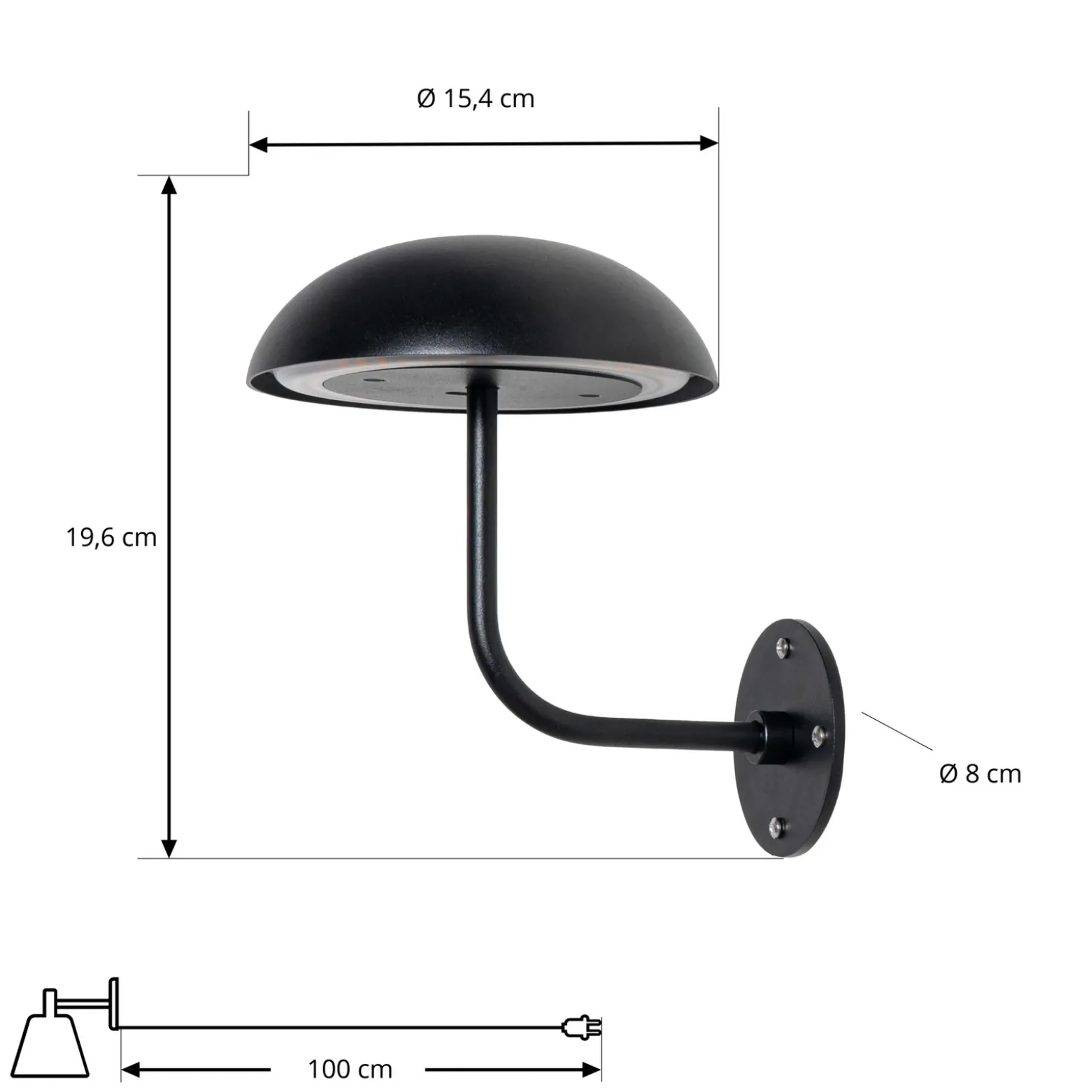 Arcchio LED lámpara de mesa recargable Thenra, negro, soporte de pared