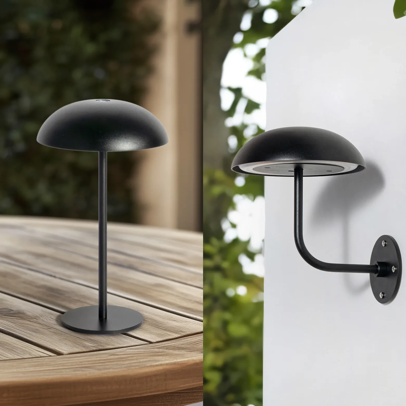 Arcchio LED lámpara de mesa recargable Thenra, negro, soporte de pared