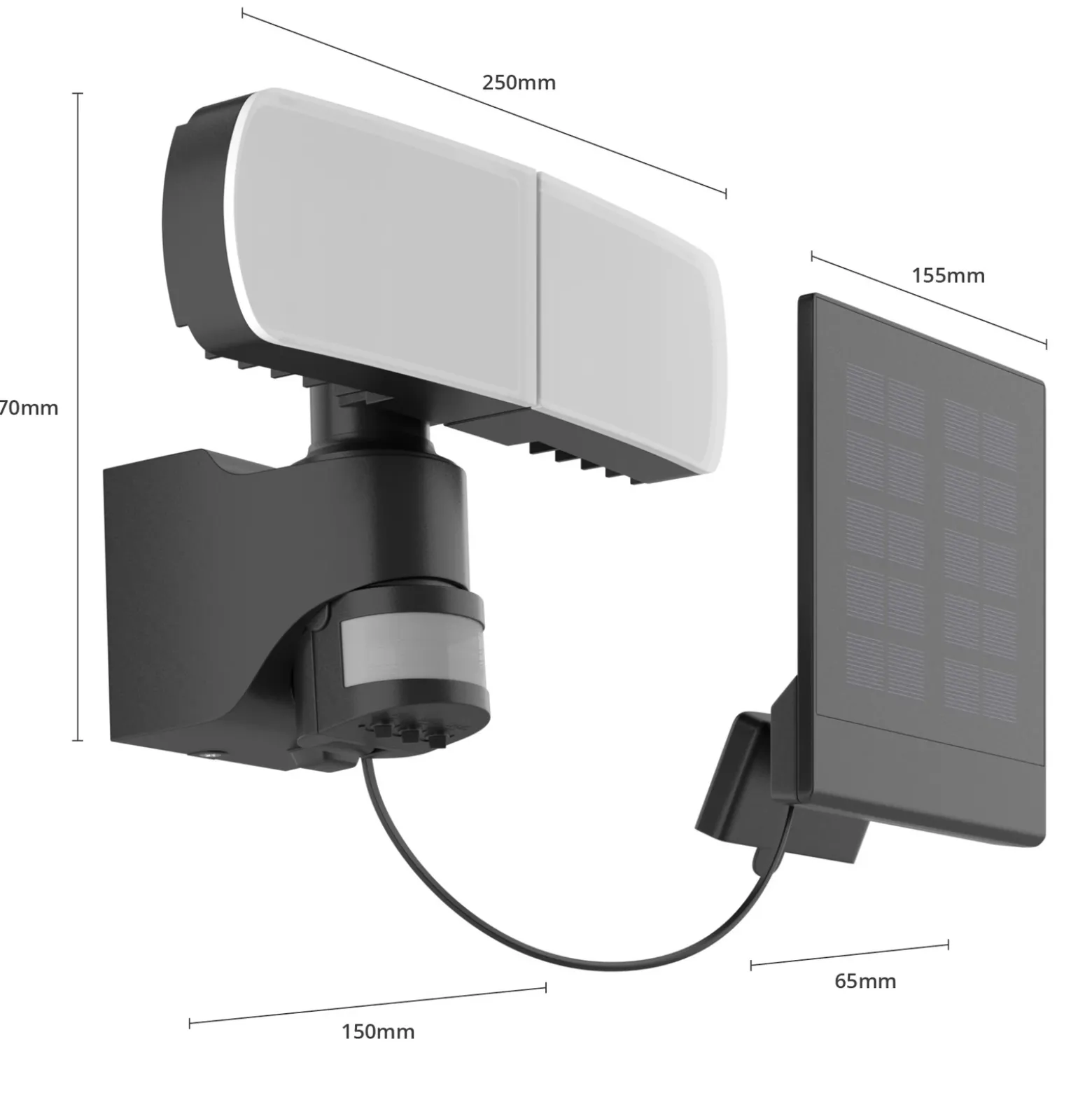 Arcchio Lissano Foco de pared LED solar con sensor