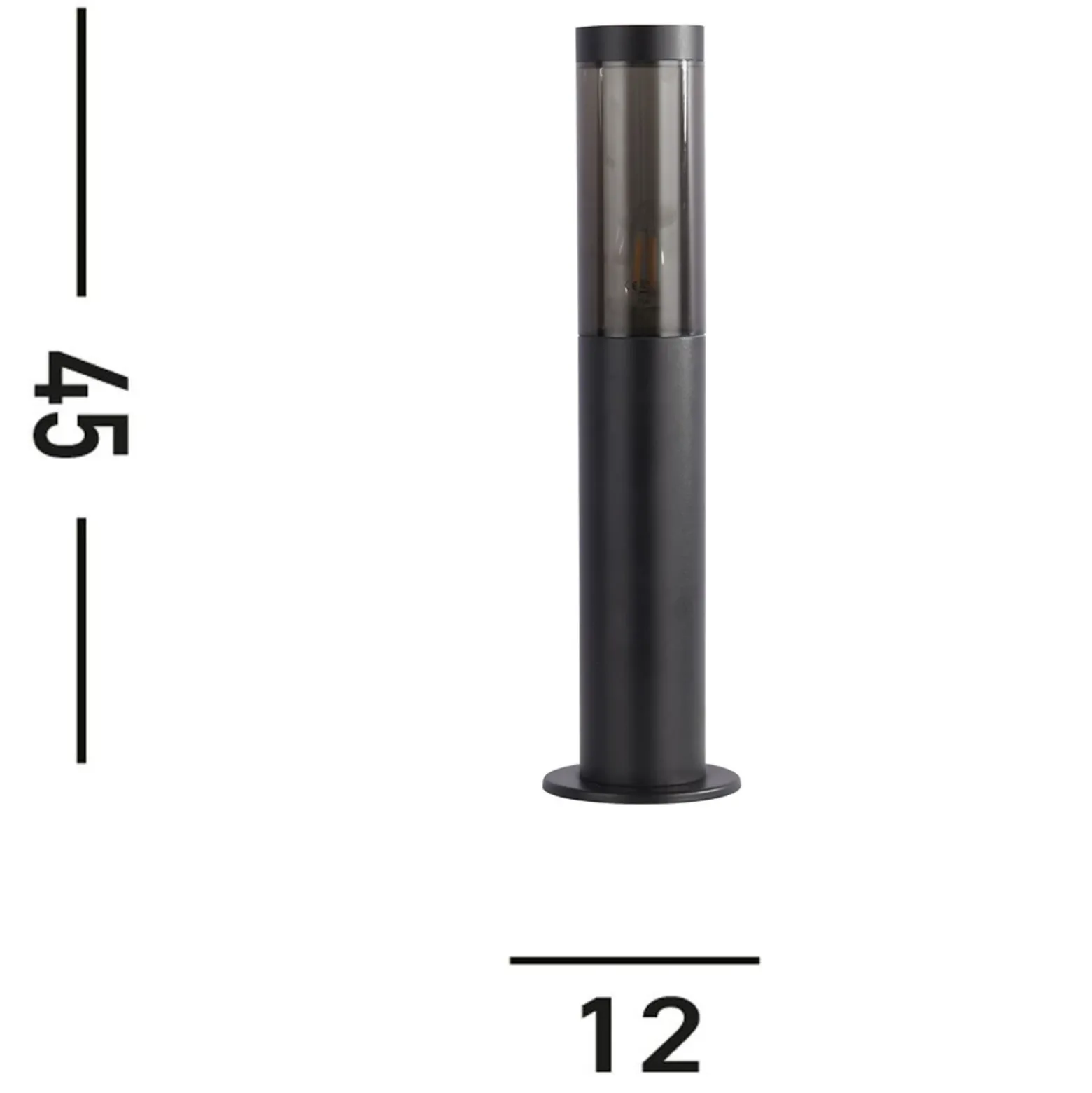 Baliza Batton, IP44, negra, altura 45 cm, metal