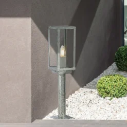 Baliza Box II, 50 cm de altura, plata/claro, cristal, IP44