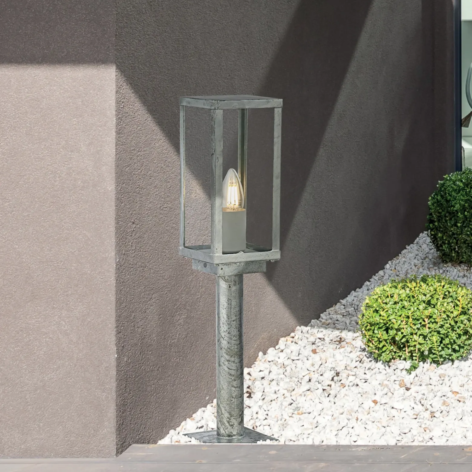 Baliza Box II, 50 cm de altura, plata/claro, cristal, IP44