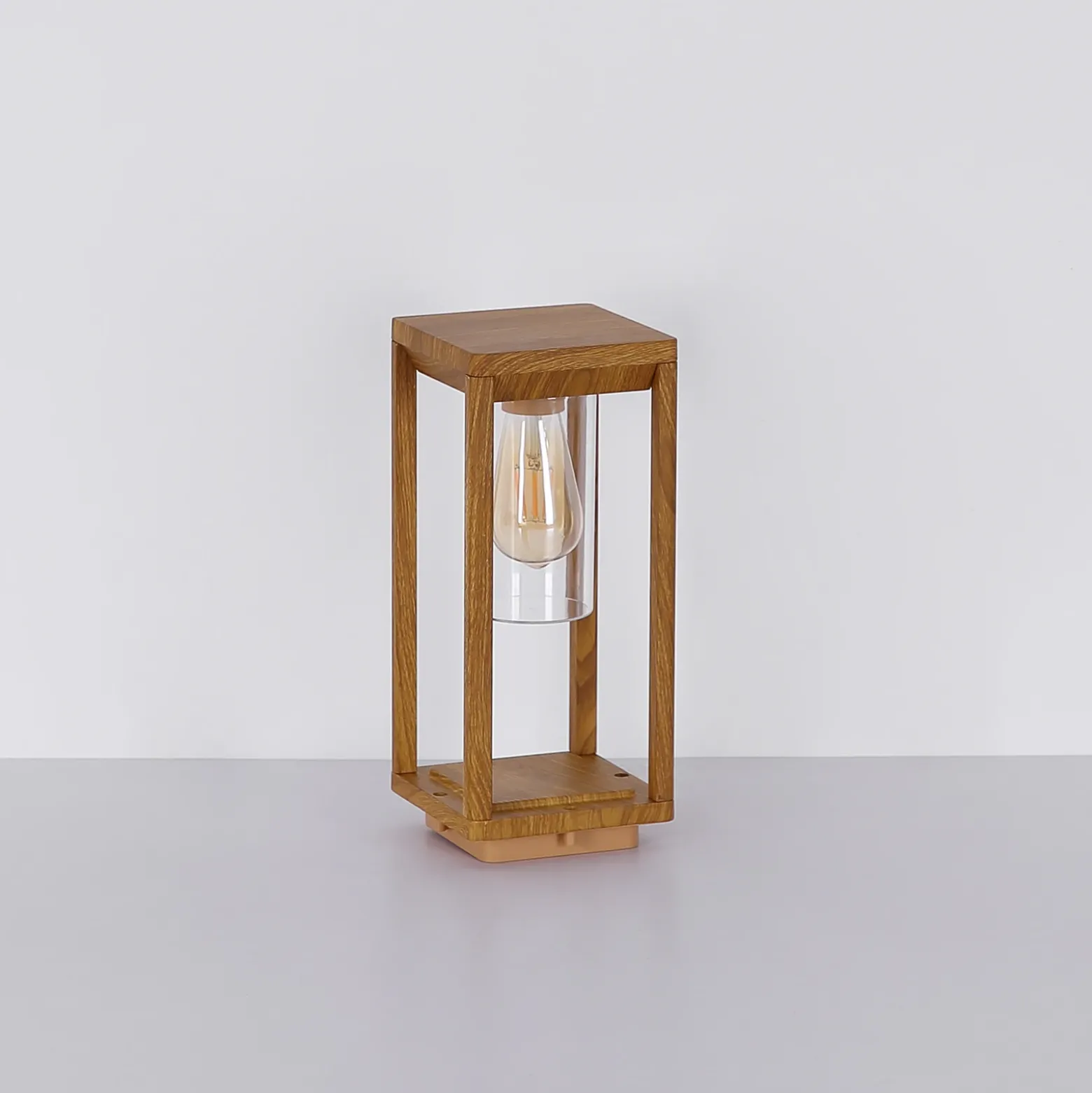 Baliza Candela en look de madera, altura 35cm