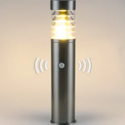Baliza con sensor Saturn, acero inoxidable, altura 50 cm