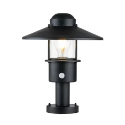 Baliza Klampenborg, negra, con sensor PIR, IP44