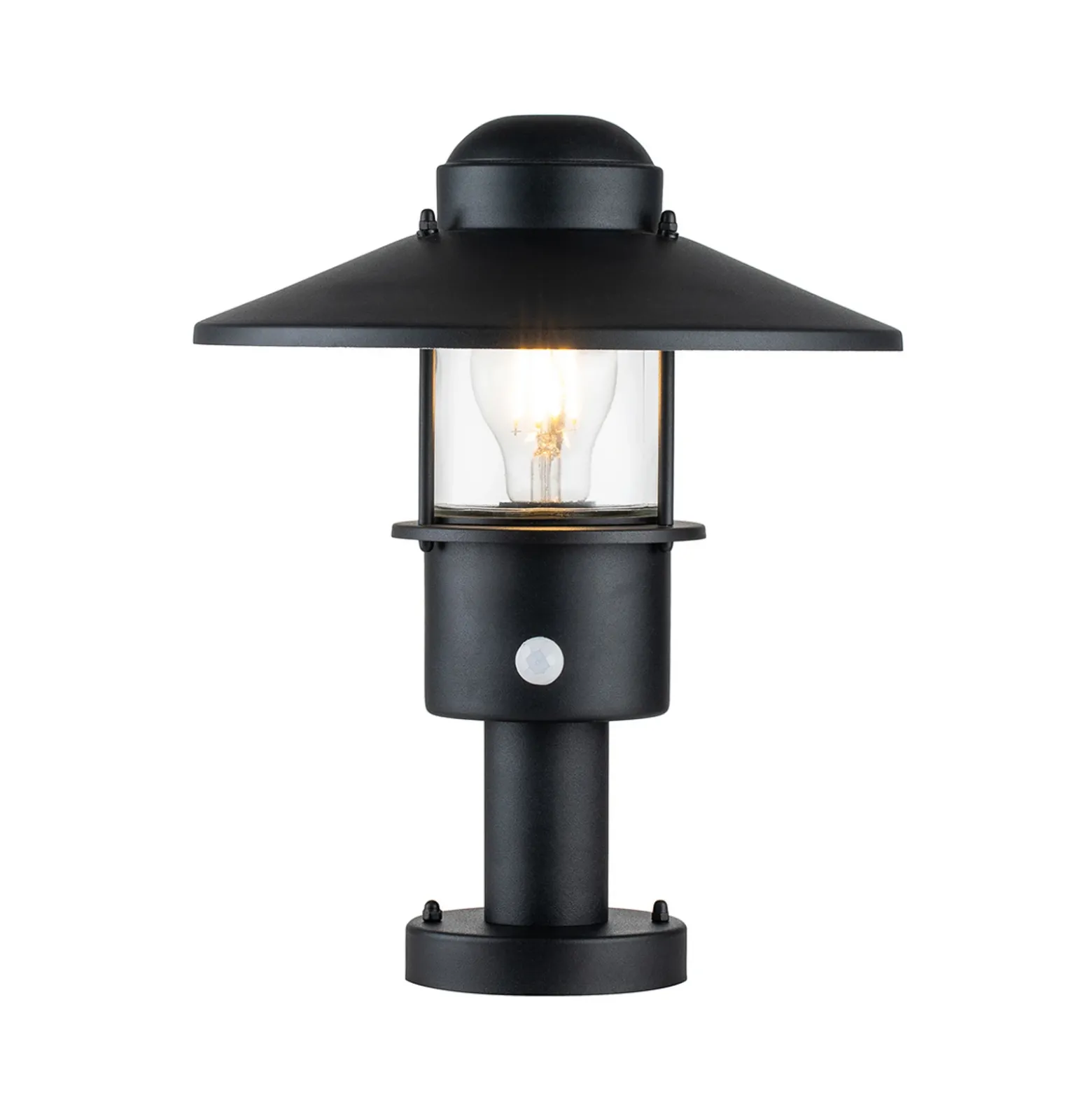 Baliza Klampenborg, negra, con sensor PIR, IP44