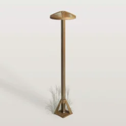 Baliza LED Aura Disk, altura 50 cm, latón antiguo