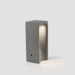 Baliza LED Grot, 2700K, gris, hormigón, IP55, altura 40 cm