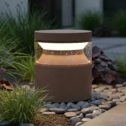 Baliza LED Ideal Lux Boeing, marrón café, altura 15 cm