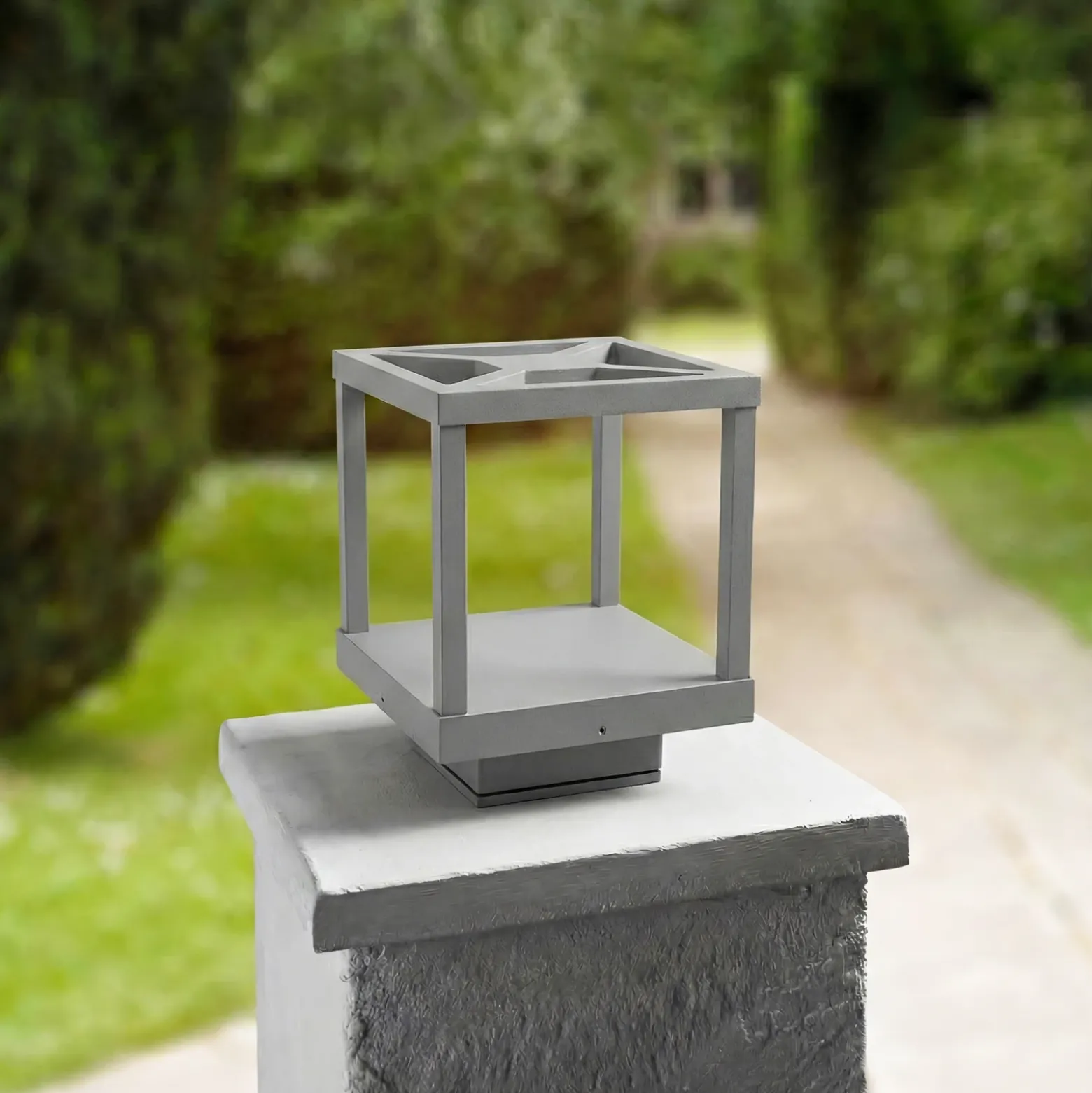 Baliza LED Lucande Lealan, gris, metal, 23 cm, IP54