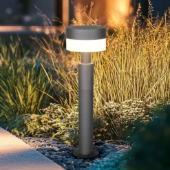 Baliza LED Mackenzie, altura 50 cm, antracita, fundición de aluminio