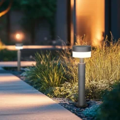 Baliza LED Mackenzie, altura 50 cm, antracita, fundición de aluminio