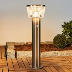 Baliza LED solar Lindby Antje, detector de movimiento, IP44