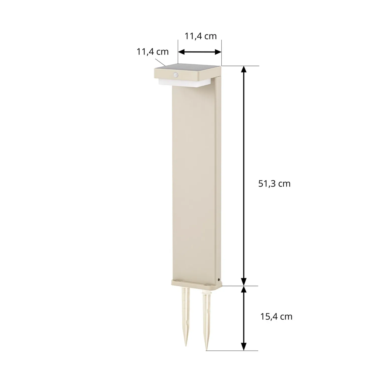Baliza LED solar para zócalo Eleazar de Lindby, beige, aluminio, sensor