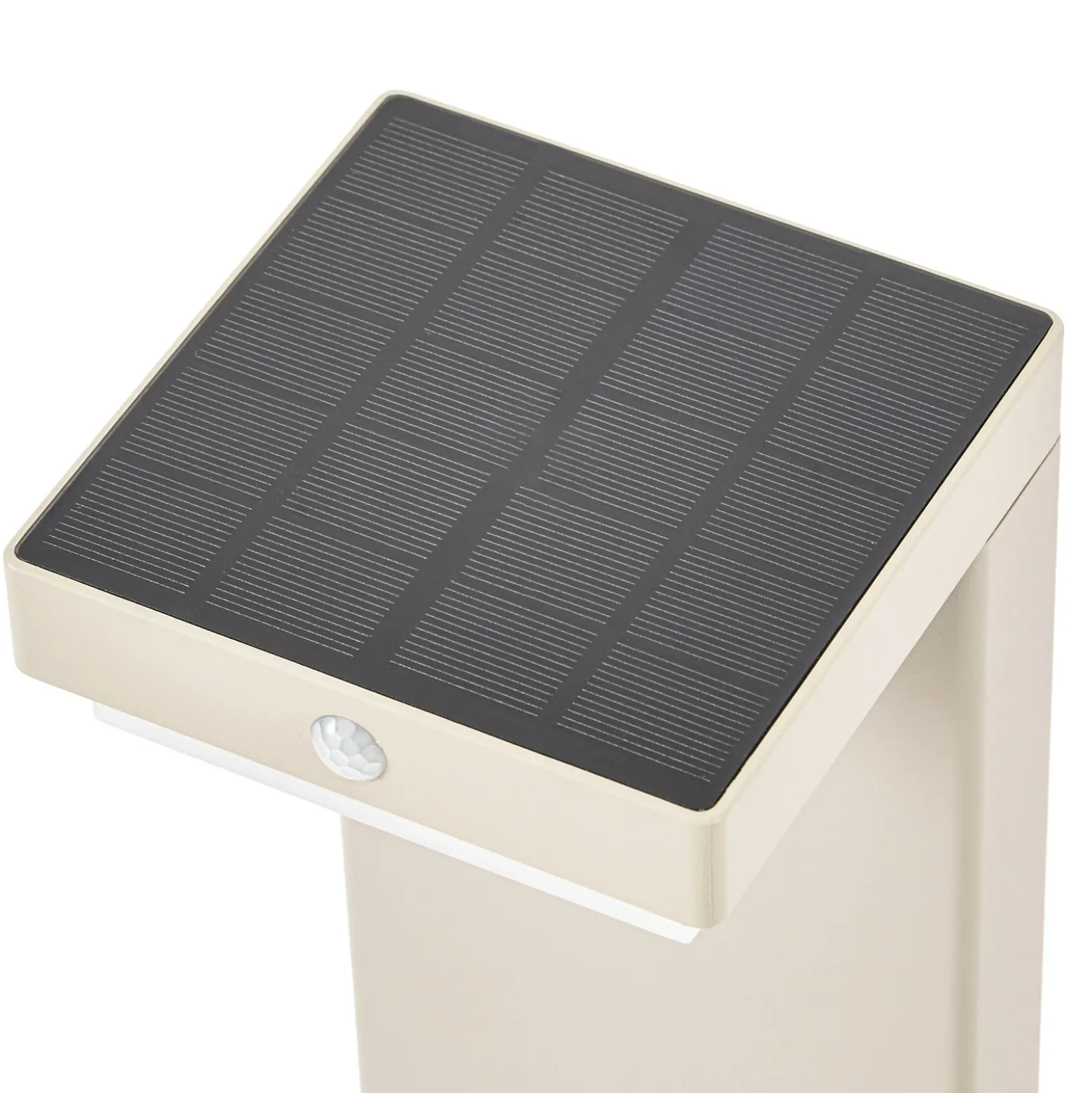Baliza LED solar para zócalo Eleazar de Lindby, beige, aluminio, sensor