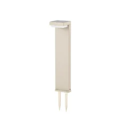 Baliza LED solar para zócalo Eleazar de Lindby, beige, aluminio, sensor