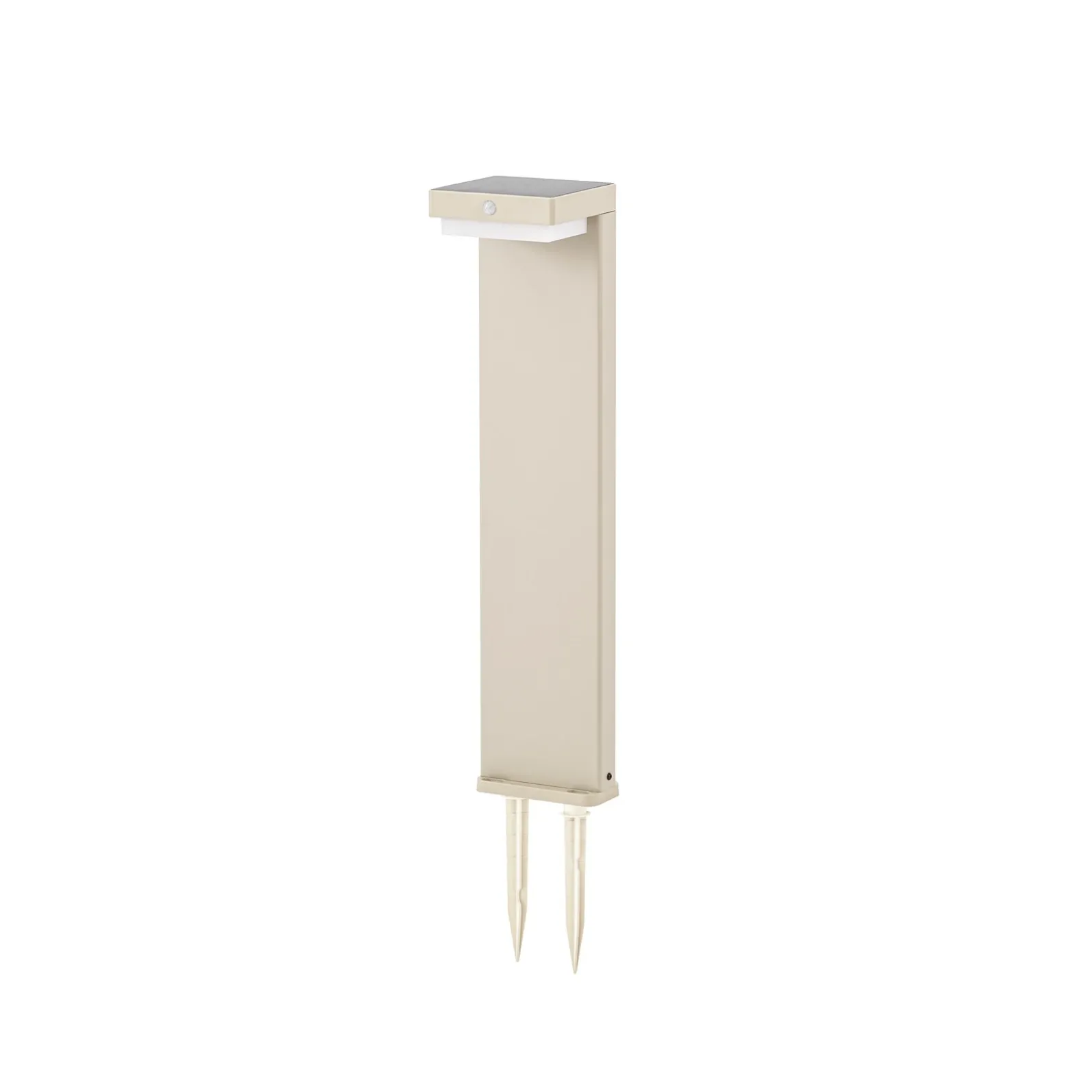 Baliza LED solar para zócalo Eleazar de Lindby, beige, aluminio, sensor