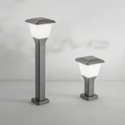 Baliza Lena, 30 cm, gris oscuro, metal, E27, IP65