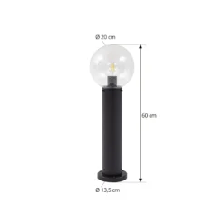 Baliza Lindby Dangan, negro/transparente, altura 60 cm, cristal