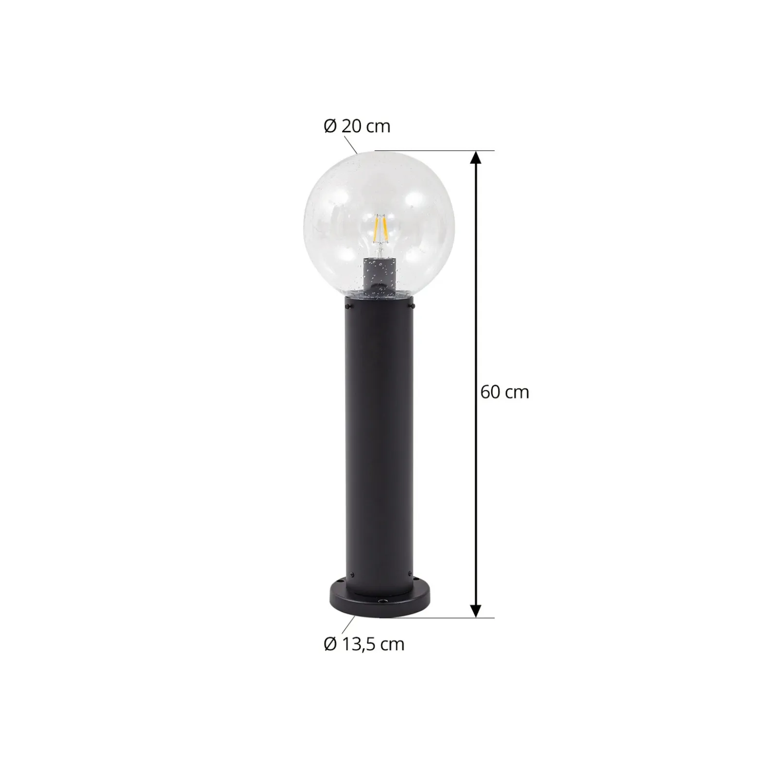 Baliza Lindby Dangan, negro/transparente, altura 60 cm, cristal