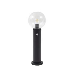 Baliza Lindby Dangan, negro/transparente 60 cm, cristal, sensor