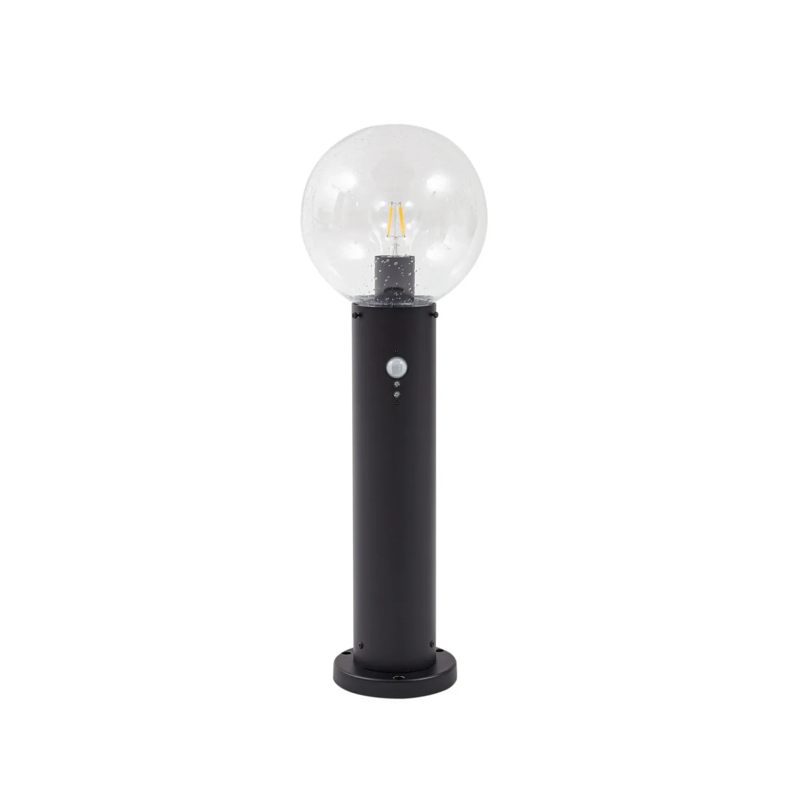 Baliza Lindby Dangan, negro/transparente 60 cm, cristal, sensor