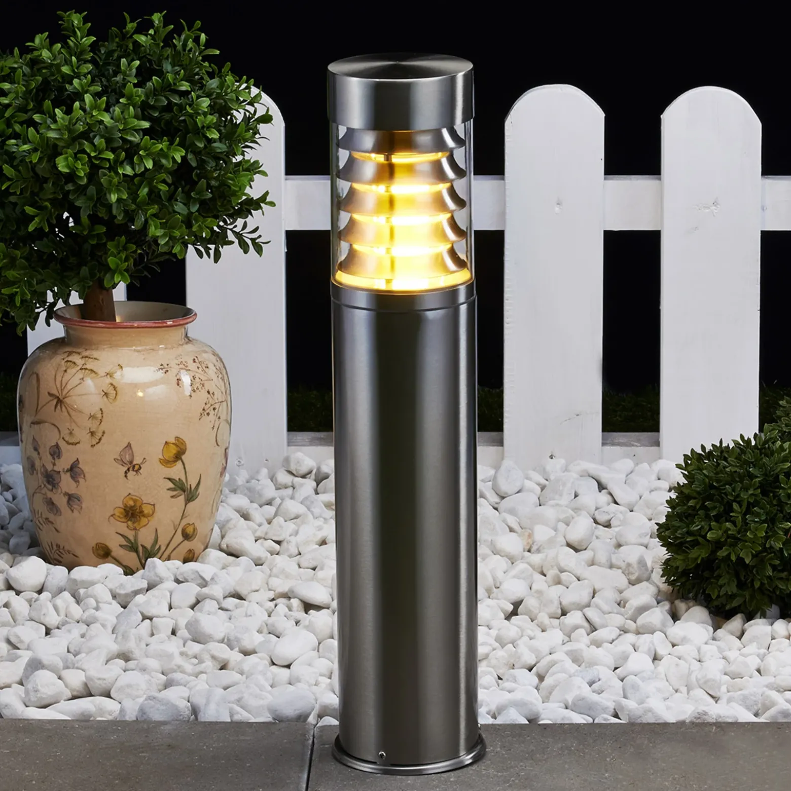 Baliza Lindby Enja, 50 cm, acero inoxidable, IP44, E27
