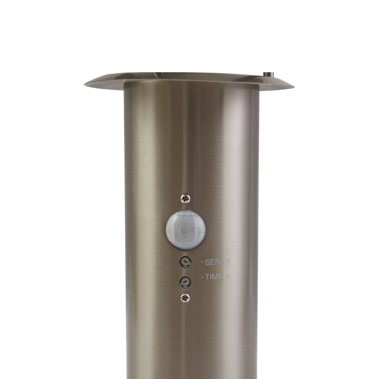Baliza Lindby Hanja, sensor, acero inoxidable, Ø 11,7 cm