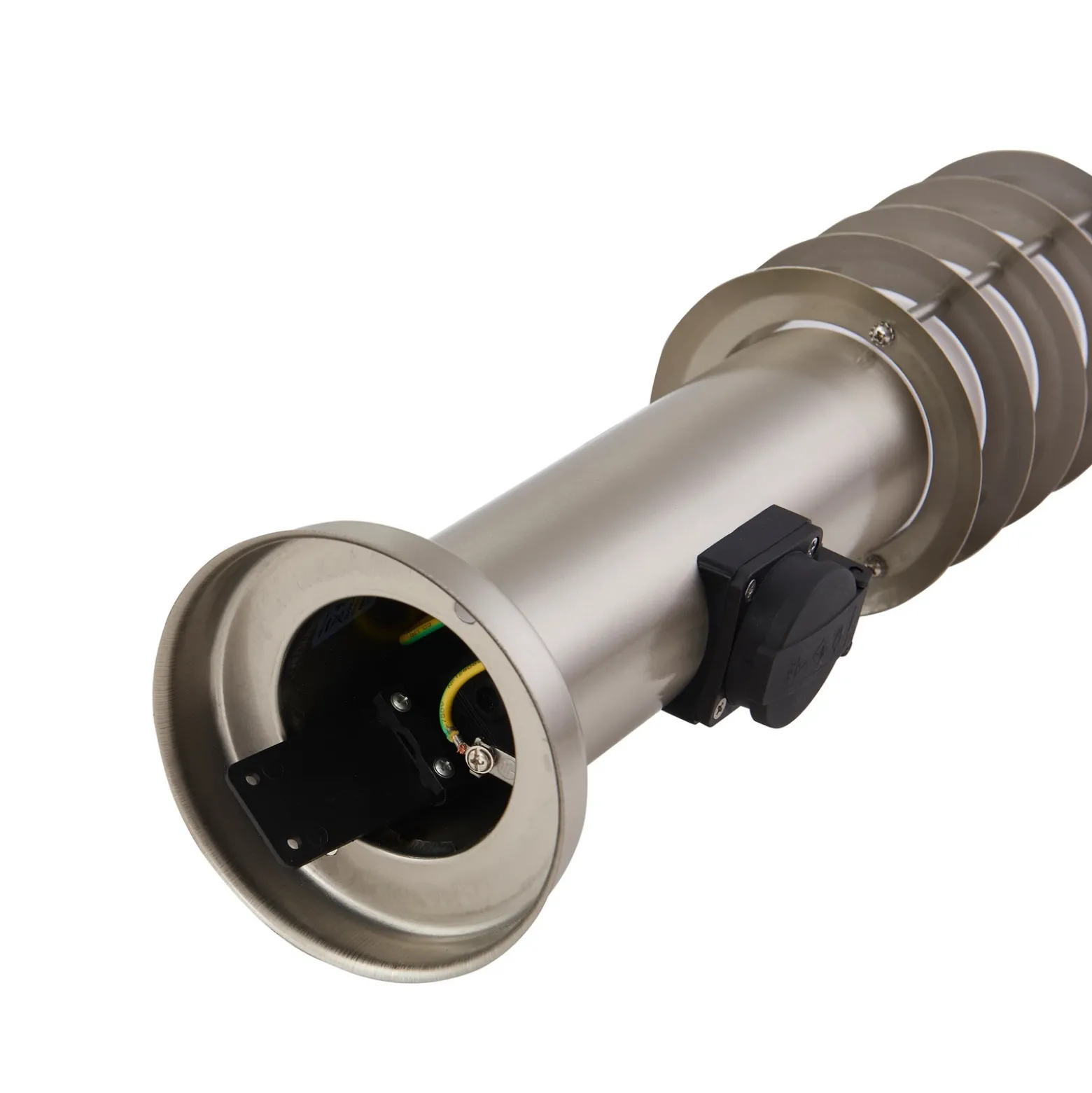 Baliza Lindby Hanja, sensor, acero inoxidable, Ø 11,7 cm