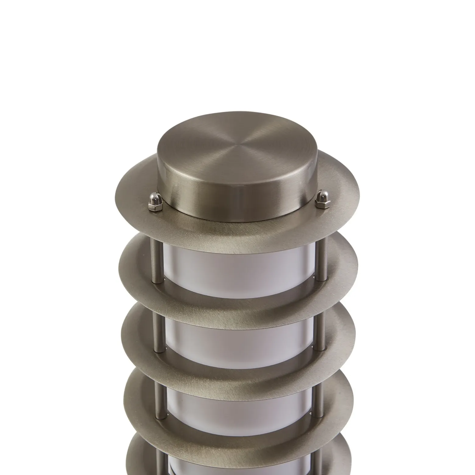 Baliza Lindby Hanja, sensor, acero inoxidable, Ø 11,7 cm