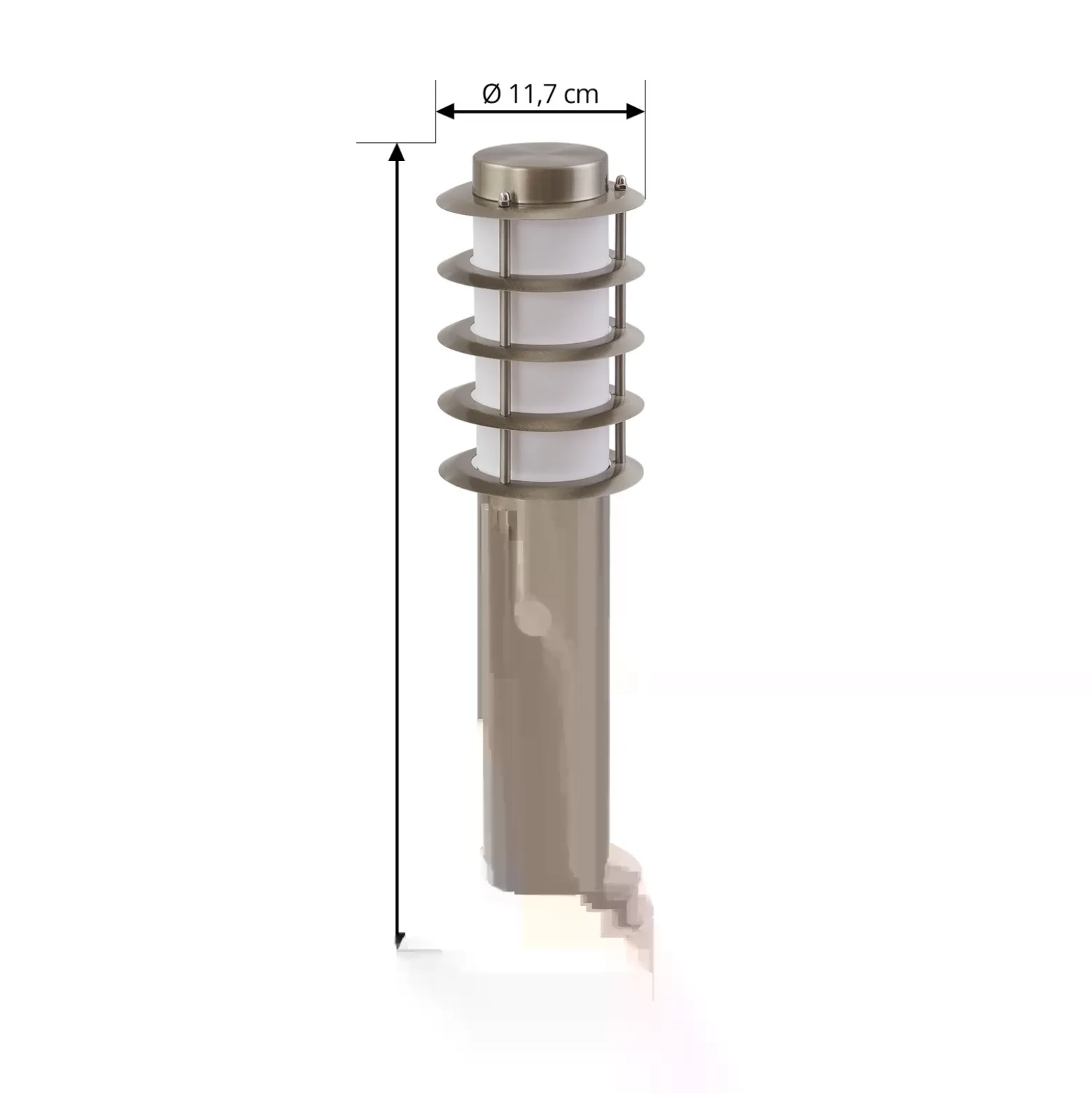 Baliza Lindby Hanja, sensor, acero inoxidable, Ø 11,7 cm